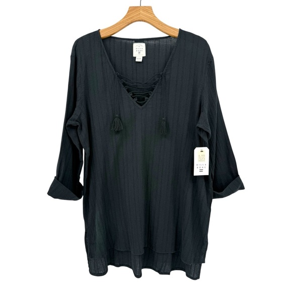 Billabong Lace-up Blue Skies Swim Beach Cover Up in Black Size M - Picture 3 of 14